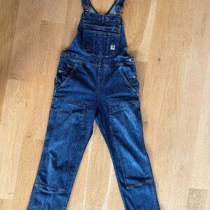 Carhartt Women's Brewster Double Front Bib Overalls, Timeworn Indigo, S Short